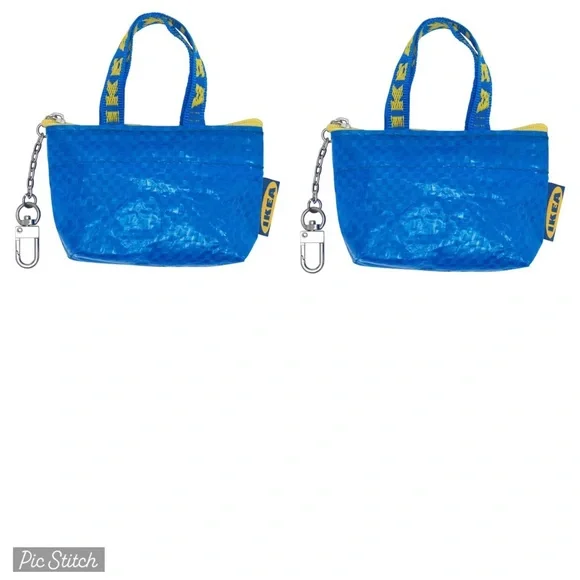 IKEA 2 FRAKTA BLUE Keychain Shopping zip Tote bags - Picture 1 of 5